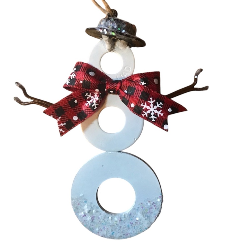 New Handmade Welded Metal SNOWMAN Christmas Tree ORNAMENT